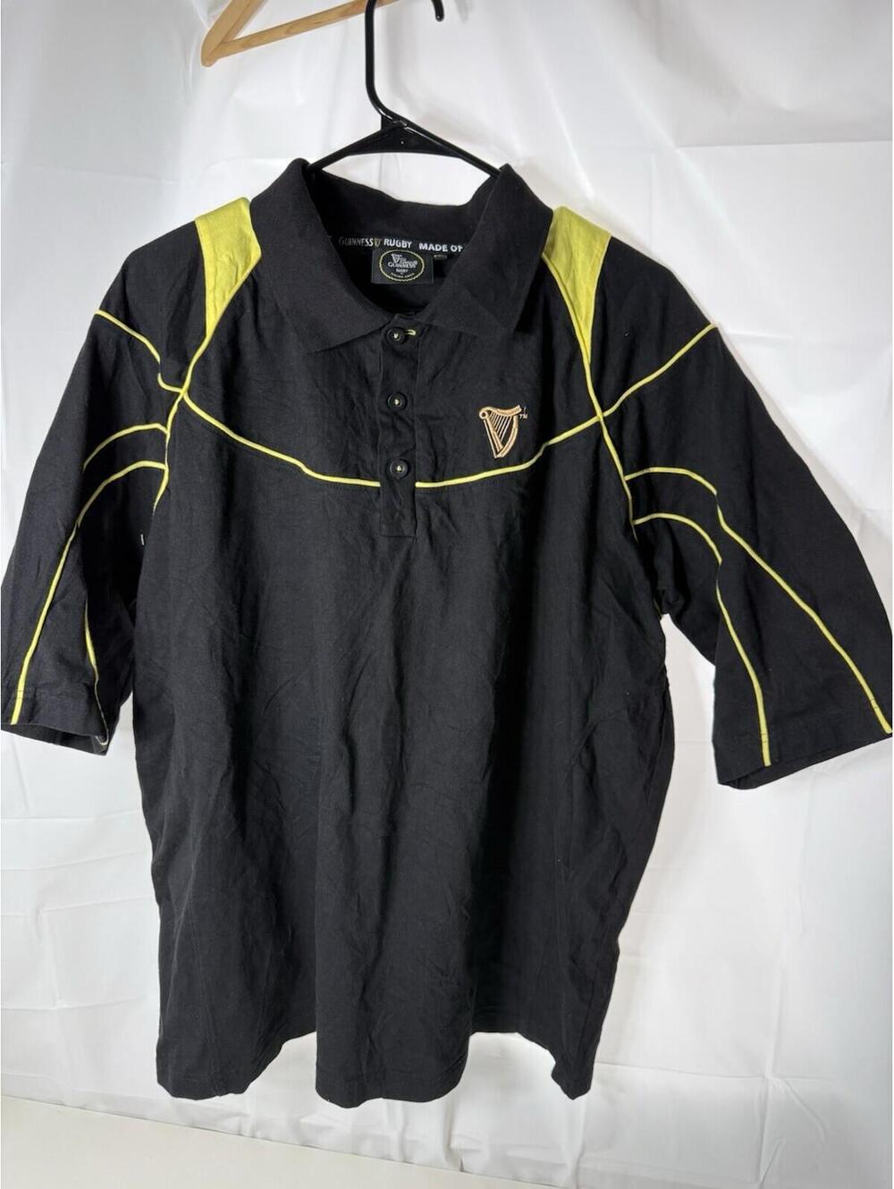 Vintage Guinness Mens 2XL Embroidered Harp Crest Rugby Polo Shirt